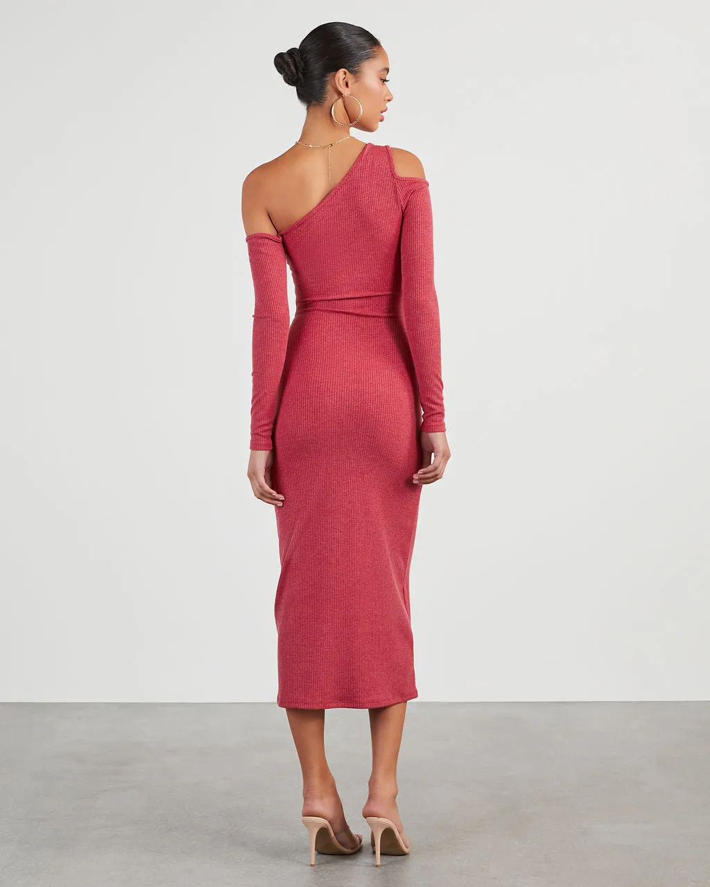 Regina Cutout One Shoulder Knit Midi Dress