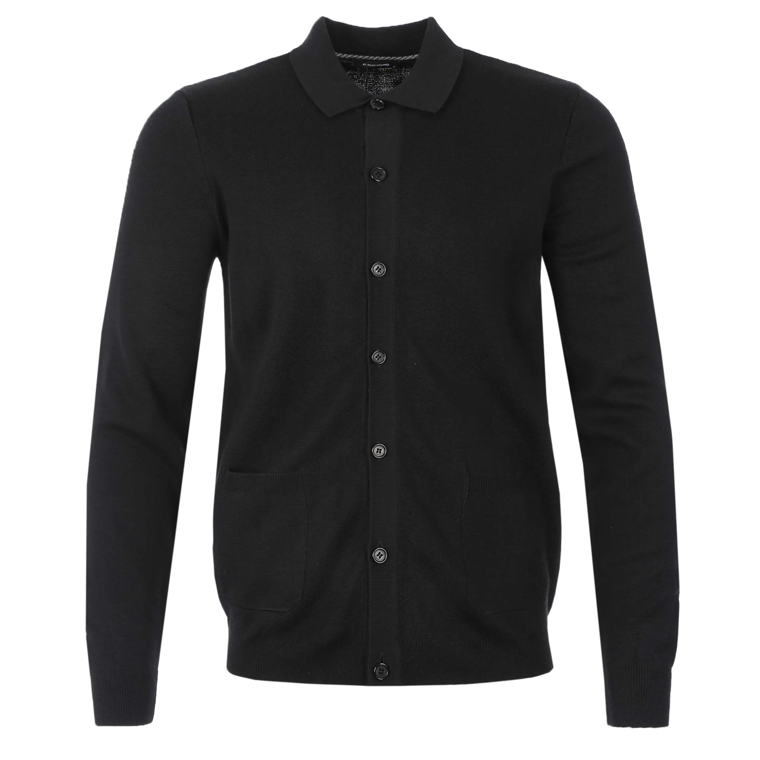 Remus Uomo Button Thru Cardigan in Black