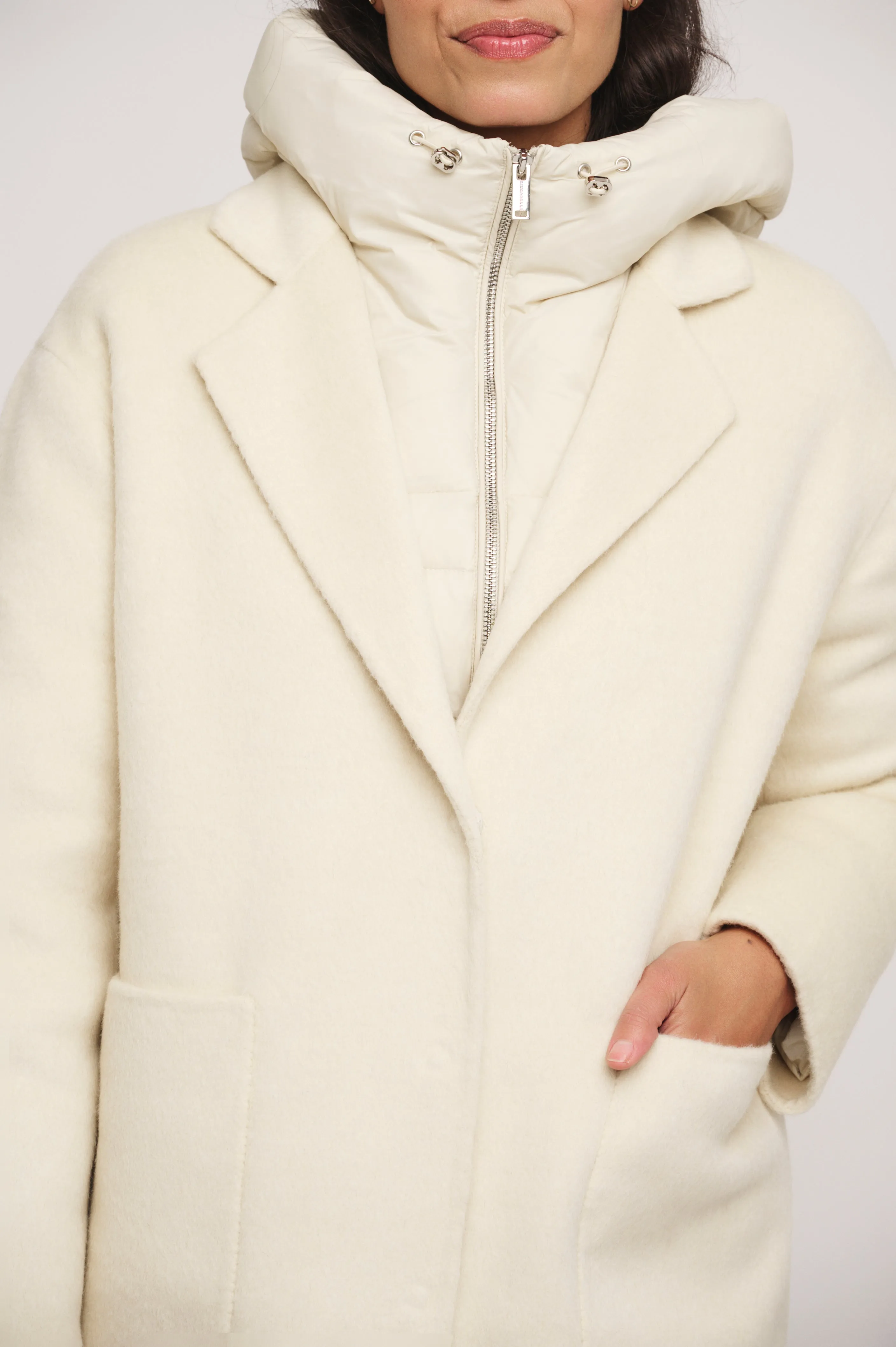 Reni 2 in 1 Birch Wool Coat with removable Down Jacket