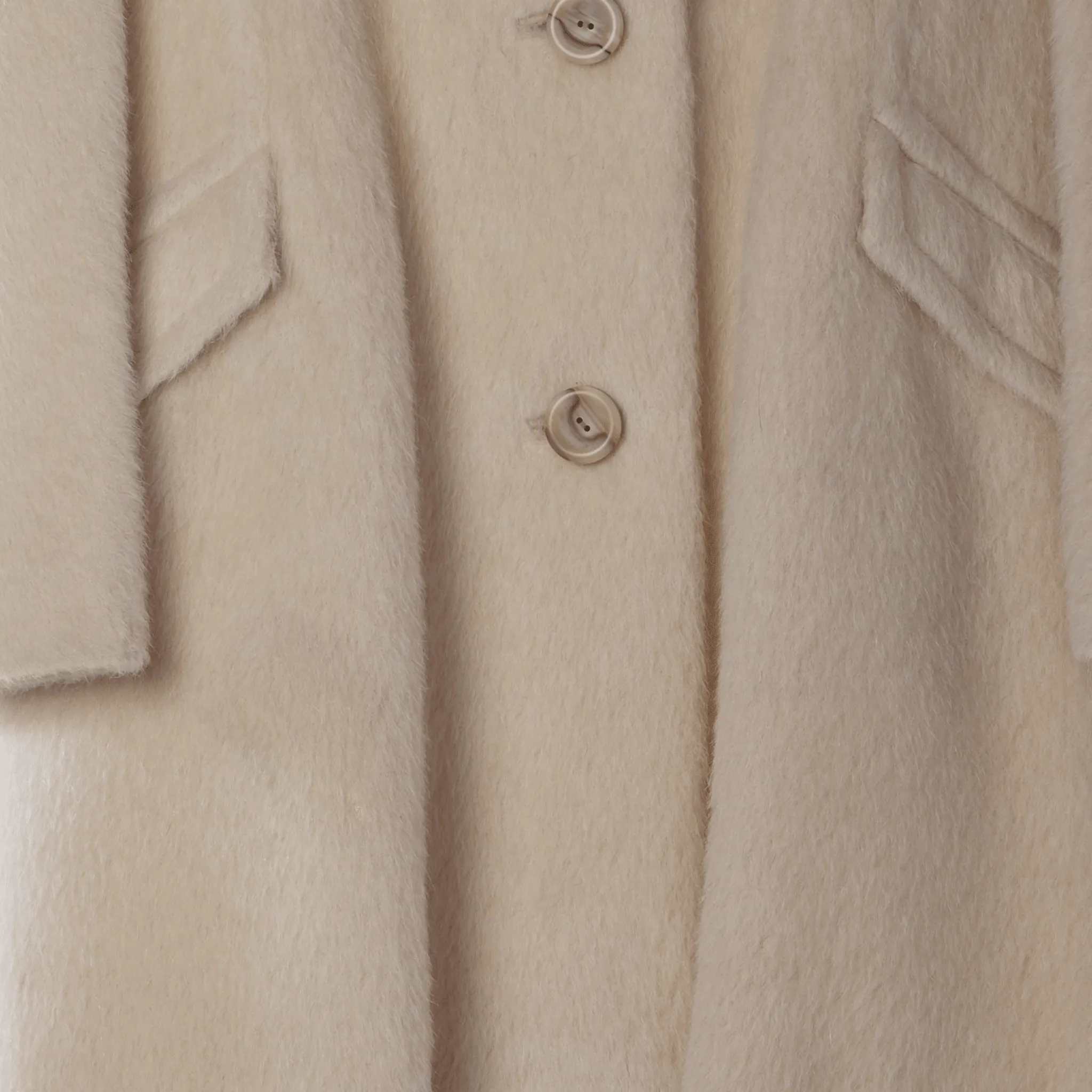 Richards Shops Luxury Mohair Cream Long Sleeved Coat UK Size 20