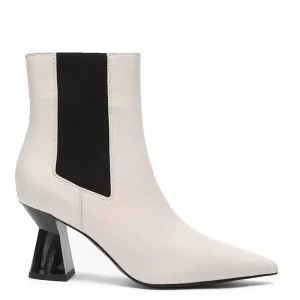 Saint Elliana Off White Leather Sculpted Heel Chelsea Boots