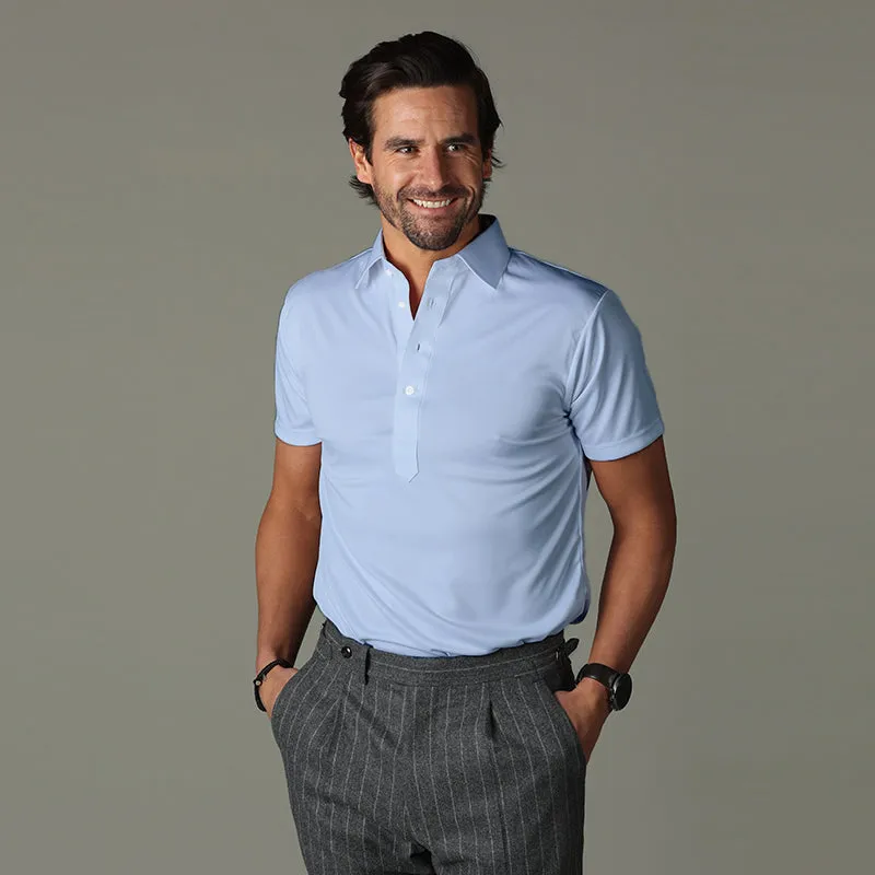 Semi-Spread Collar Polo Sky Blue