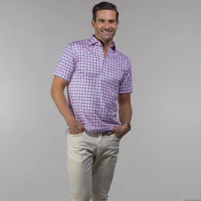 Semi-Spread Collar Polo The Chatham Pink and Blue Tattersall