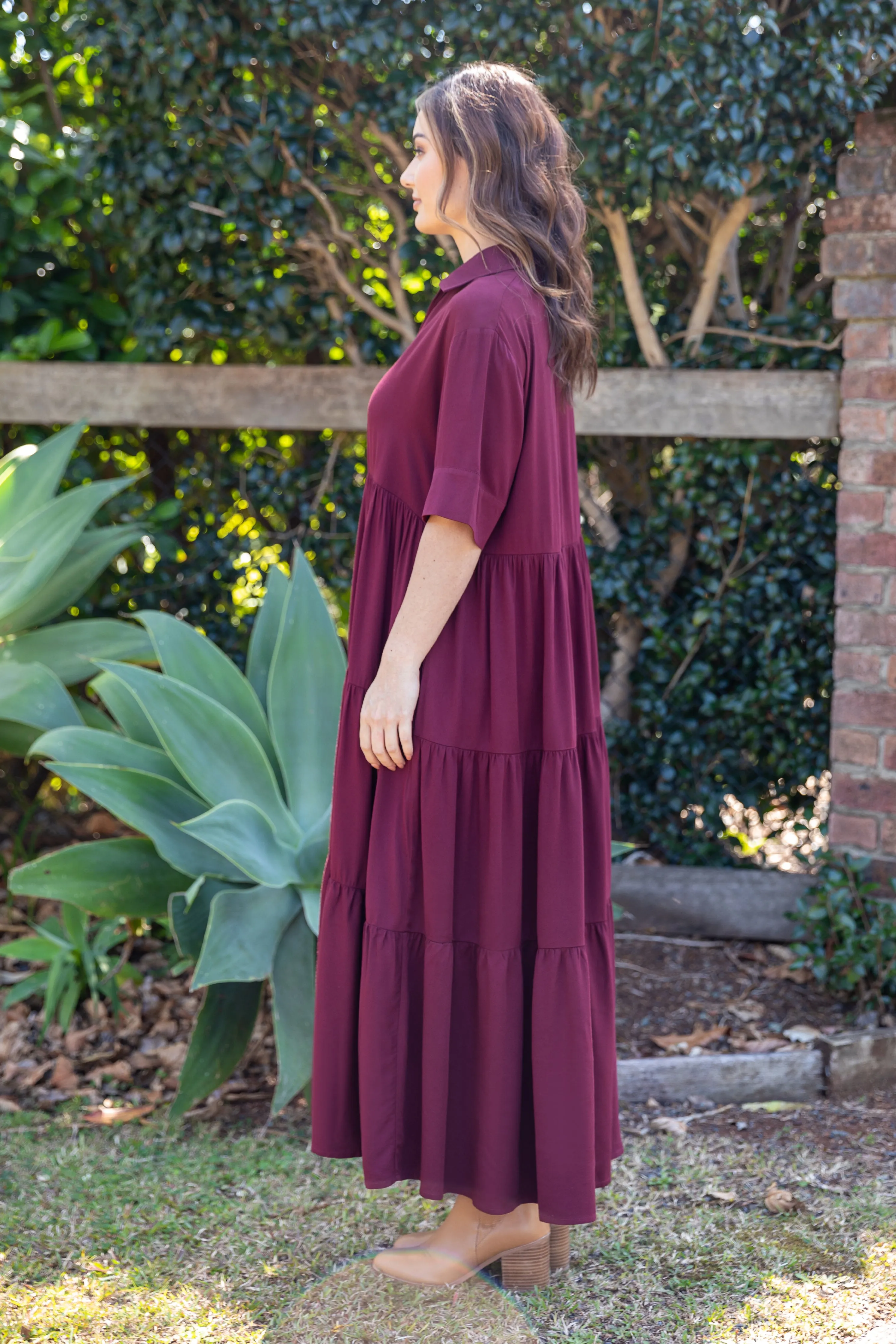 Serenity Ruffle Maxi Dress | Burgundy | FINAL SALE