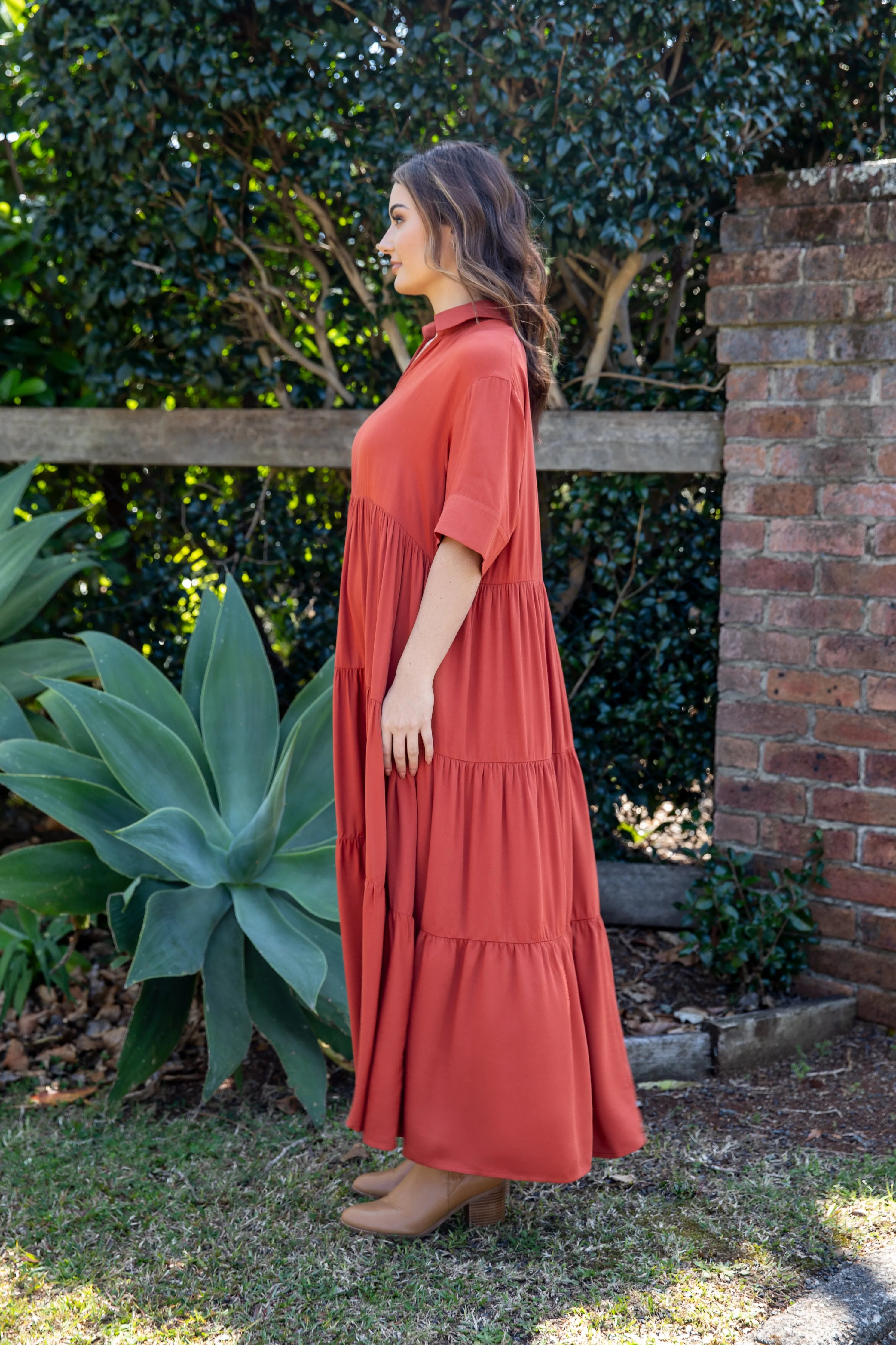 Serenity Ruffle Maxi Dress | Rust | FINAL SALE