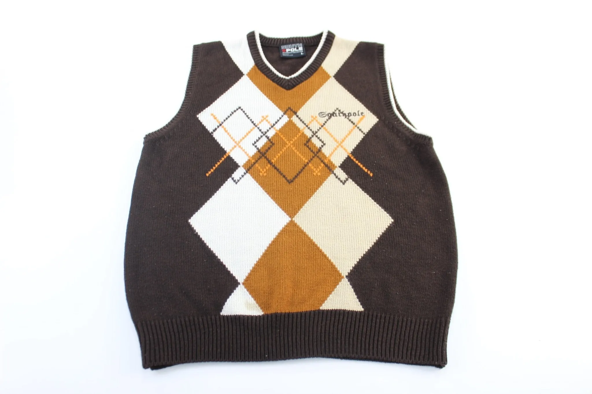 SouthPole Embroidered Geometric Sweater Vest