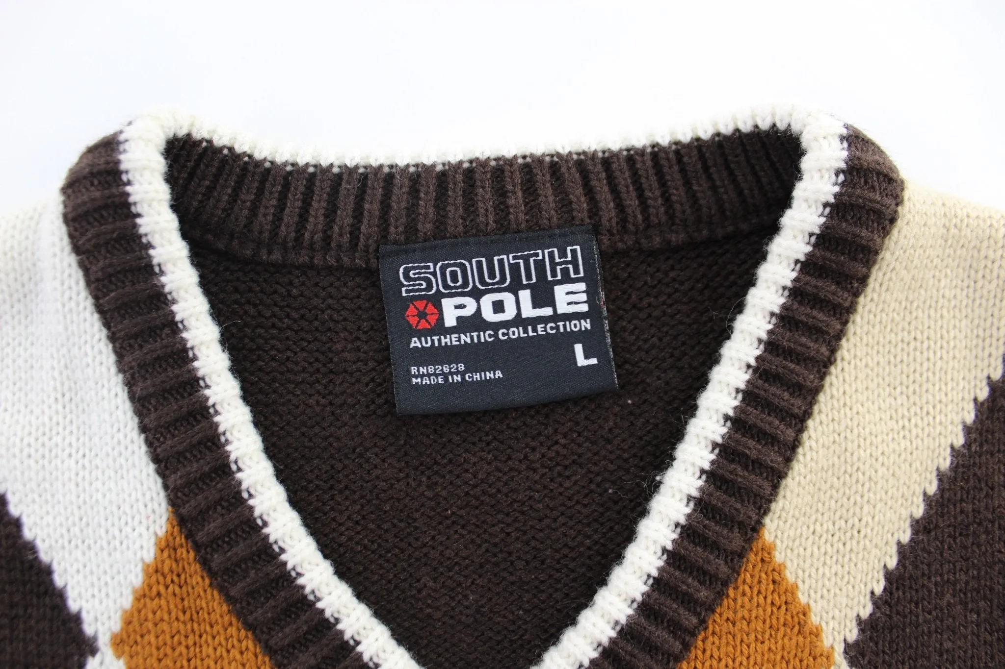 SouthPole Embroidered Geometric Sweater Vest