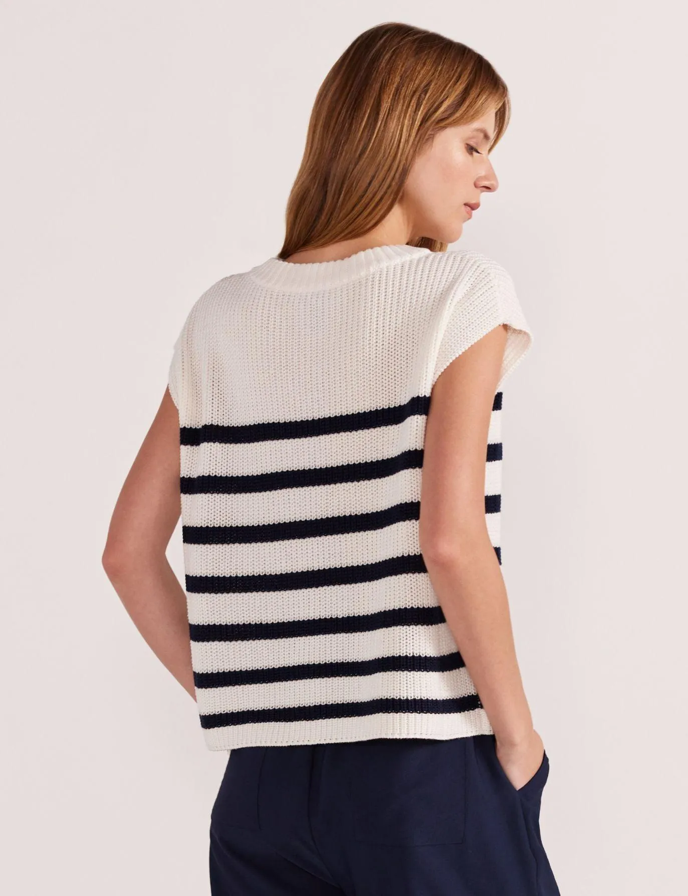 Staple the Label Sundown Stripe Knit Tank in Cream and Navy