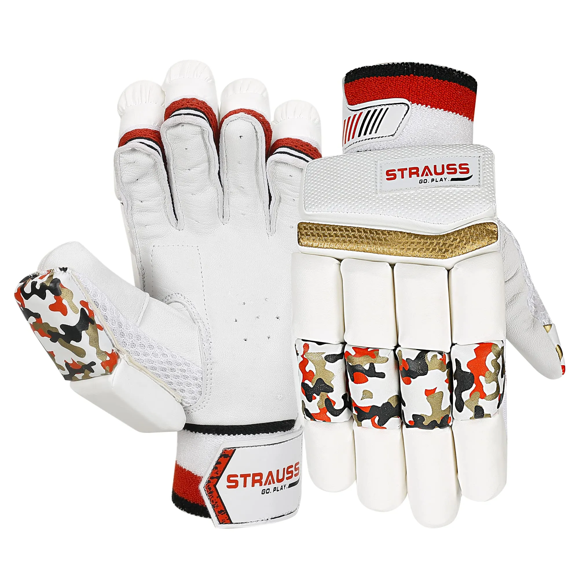 STRAUSS Cricket Batting Gloves | Premium Leather Ball Protection | Ergonomic Design for Left-Hand Batsman | Superior Grip and Comfort | High-Performance Cricket Gloves | Edition : Test | Size: Men