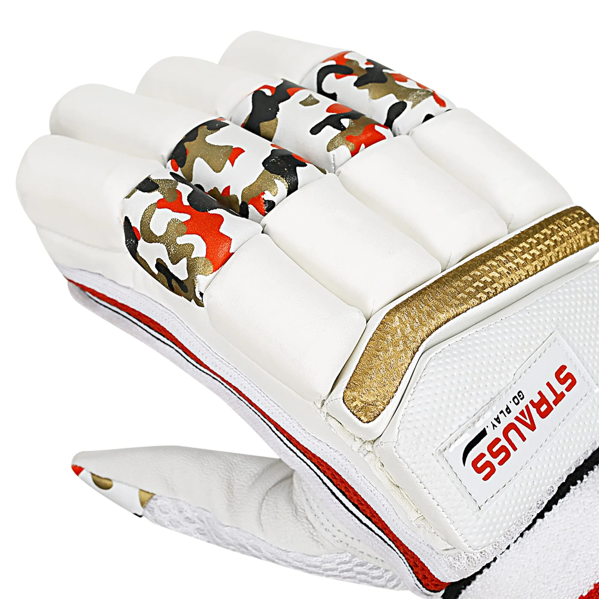 STRAUSS Cricket Batting Gloves | Premium Leather Ball Protection | Ergonomic Design for Left-Hand Batsman | Superior Grip and Comfort | High-Performance Cricket Gloves | Edition : Test | Size: Men