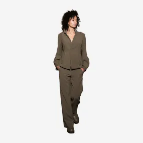 STRETCHY WAISTBAND  TRUFFEL WIDE LEG TROUSER