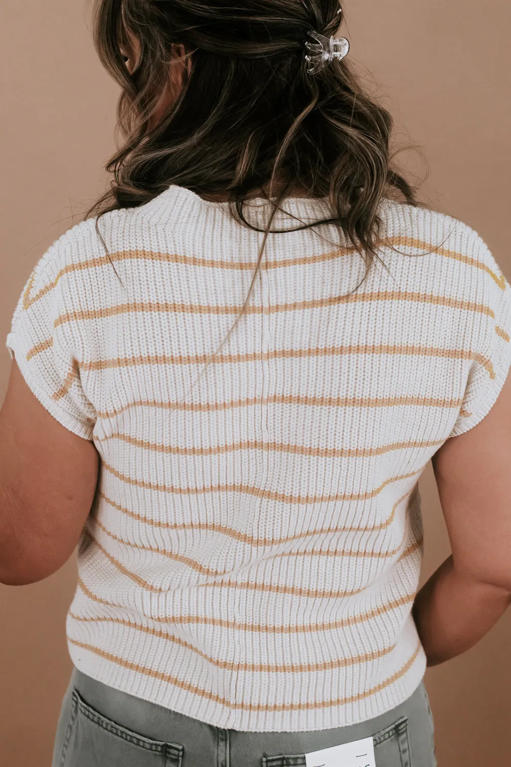 Striped Sweater Vest, Cream/Yellow