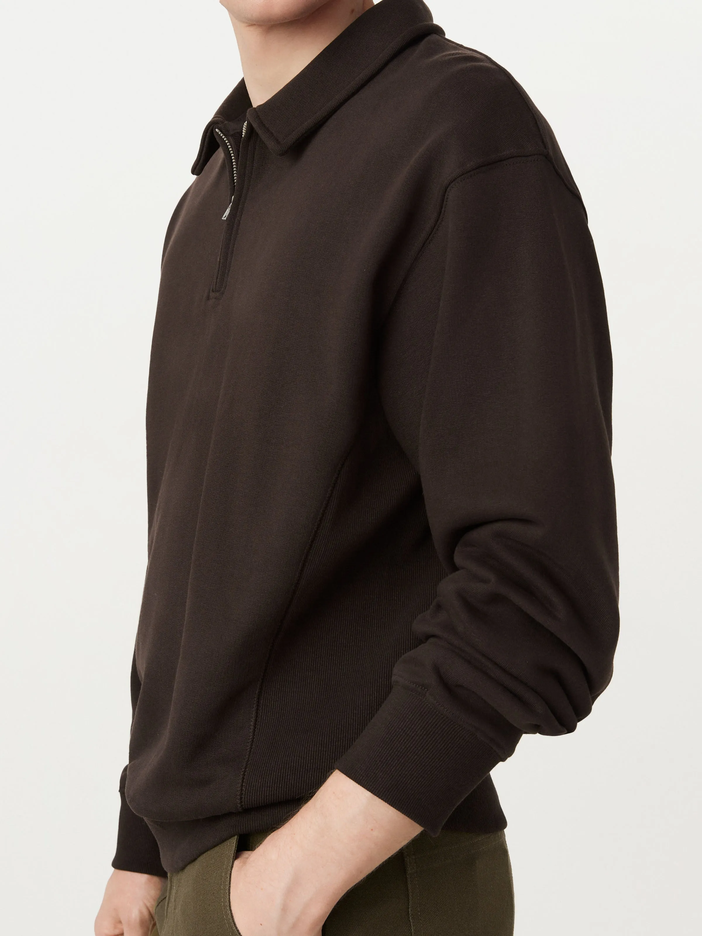 The Half Zip Sweatshirt in Dark Chocolate