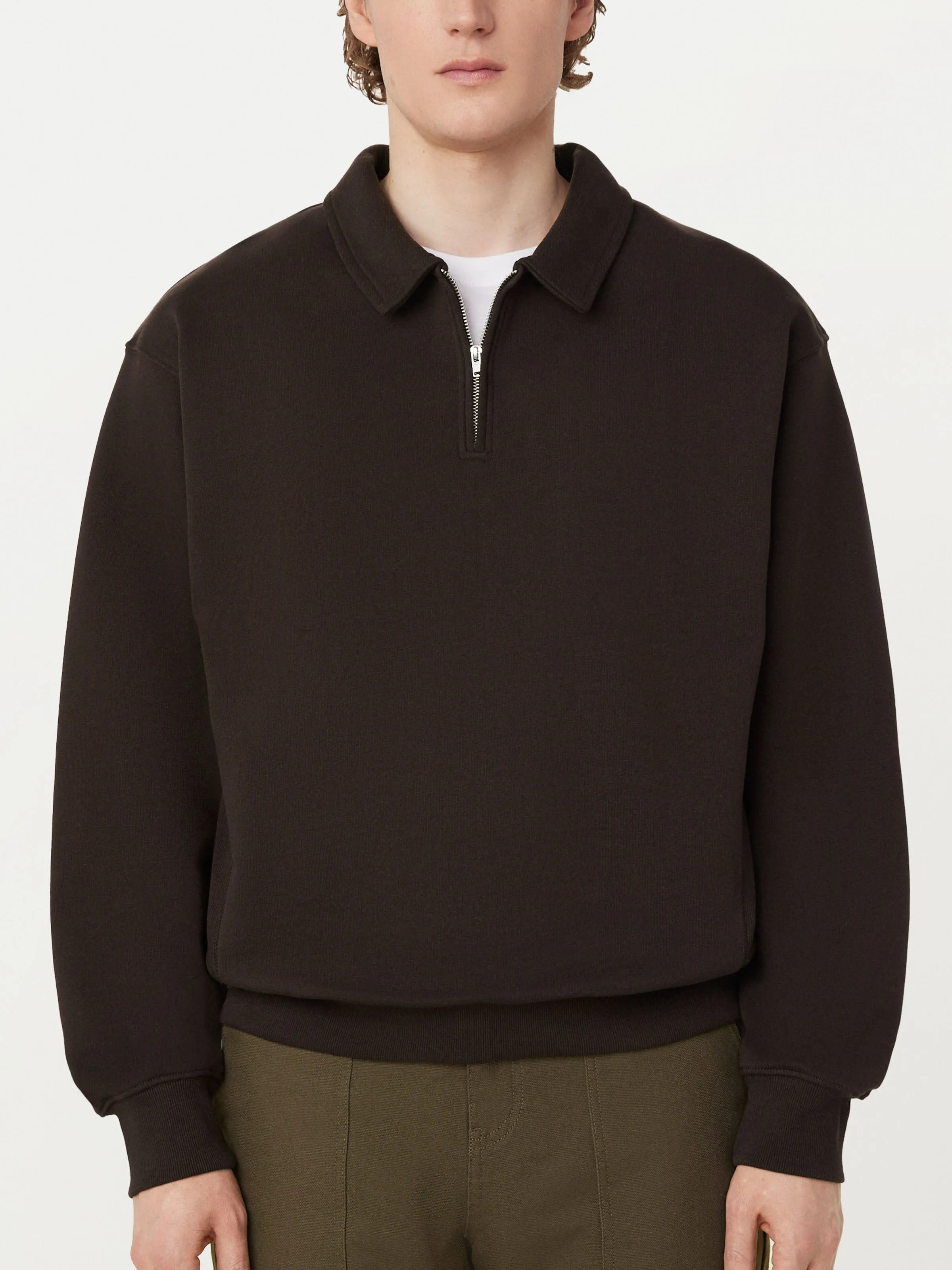 The Half Zip Sweatshirt in Dark Chocolate