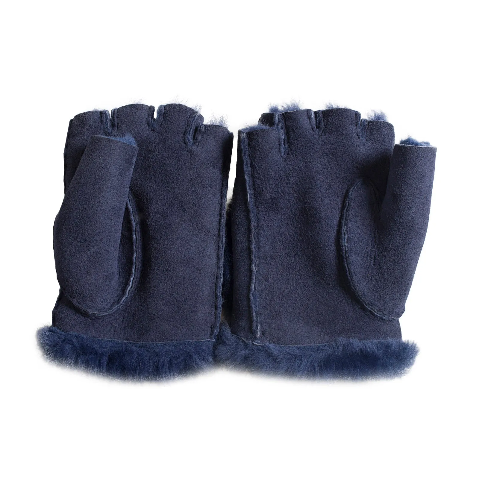 UGG Bailey Button Fingerless Peacot Blue Gloves - Women's