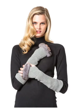 USLAR - Knitted Cashmere Fingerless Gloves with Mink Trim