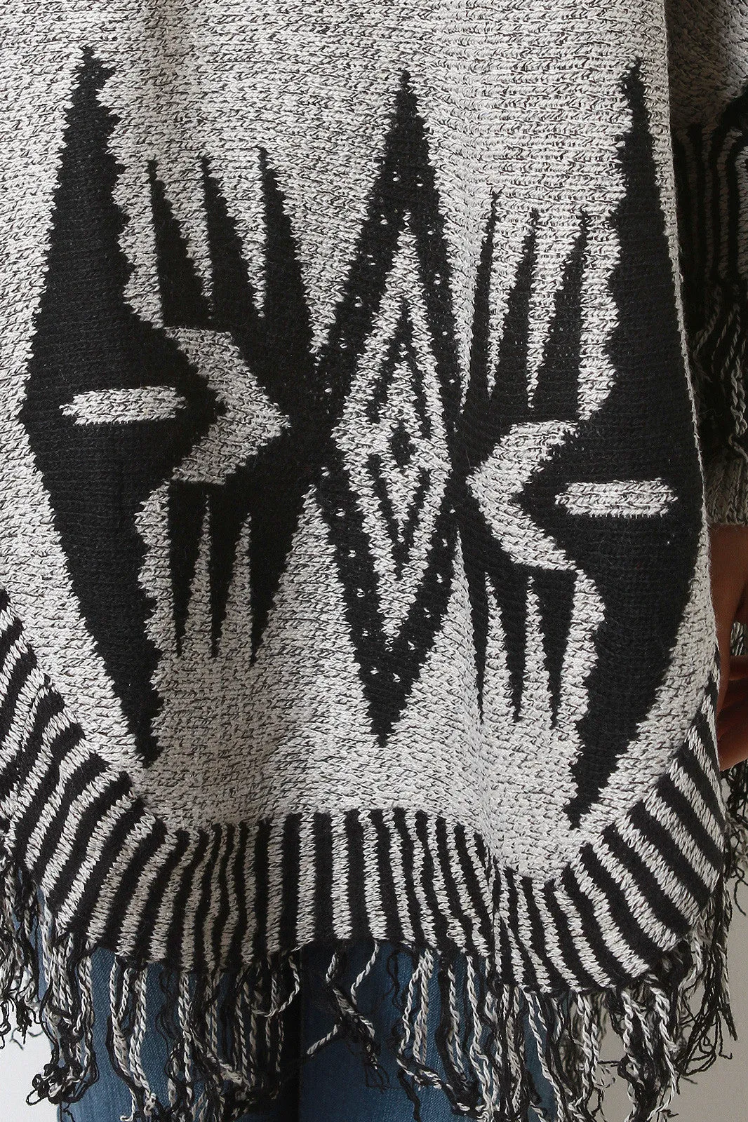 V-Yoke Tribal Dolman Sleeve Poncho Sweater