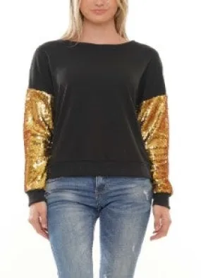 Why Dress T210010 Sequin Sleeve Knit Top