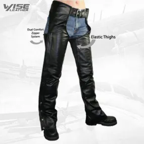 Women's Black Braided Leather Motorcycle Chaps