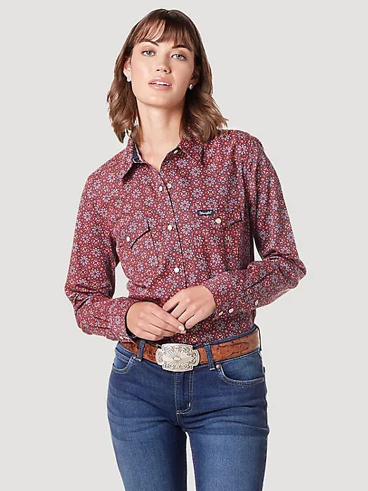 Women's Wrangler Retro Medal Red Snap Shirt