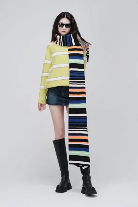 ZI II CI IEN | Green Oversized Striped Wool Sweater