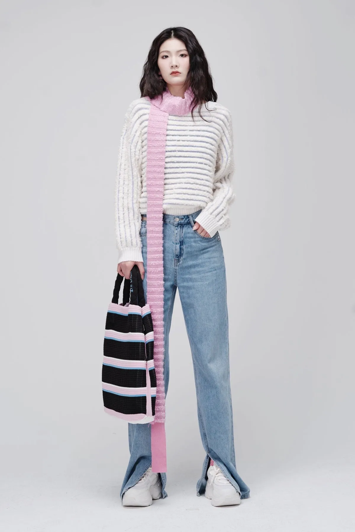 ZI II CI IEN | Pinstriped Knitted Wool Sweater