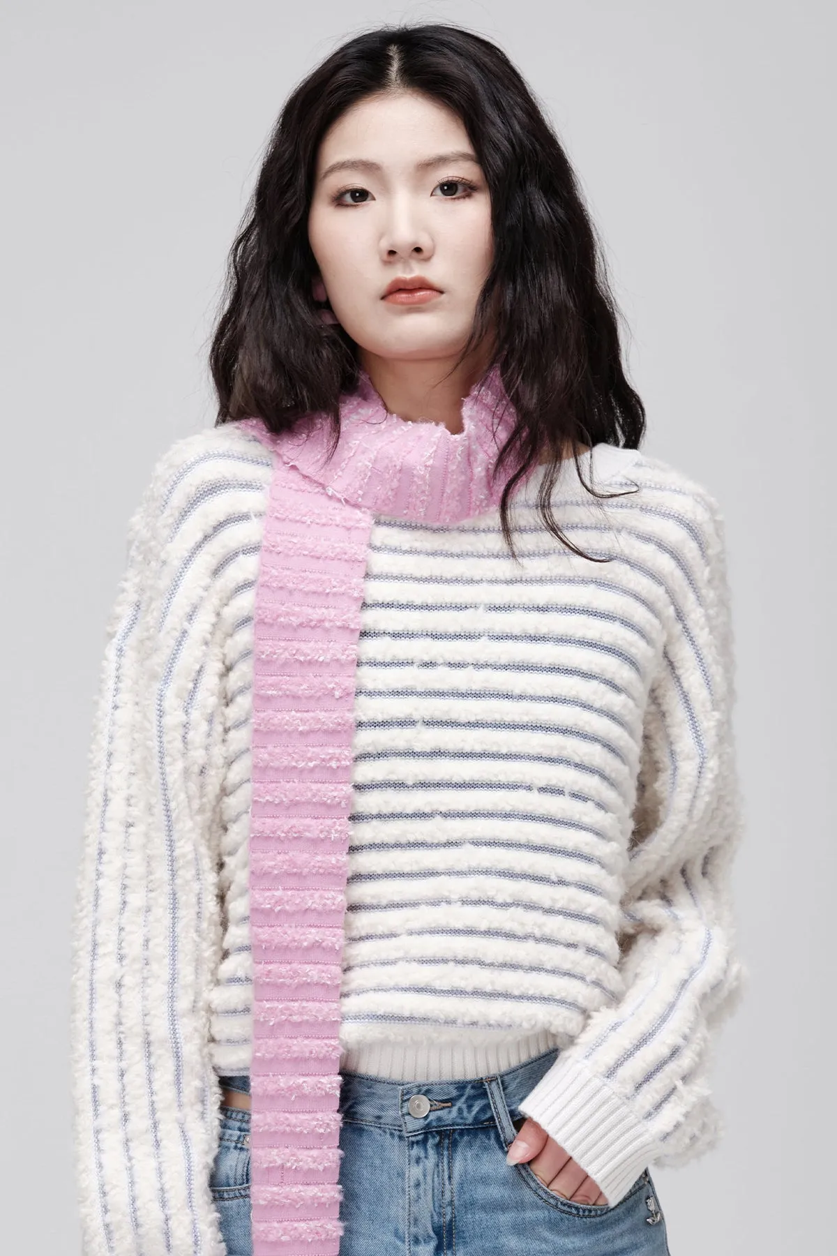 ZI II CI IEN | Pinstriped Knitted Wool Sweater