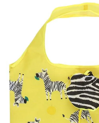 Zoe Zebra Foldable Shopping Bag - Yellow